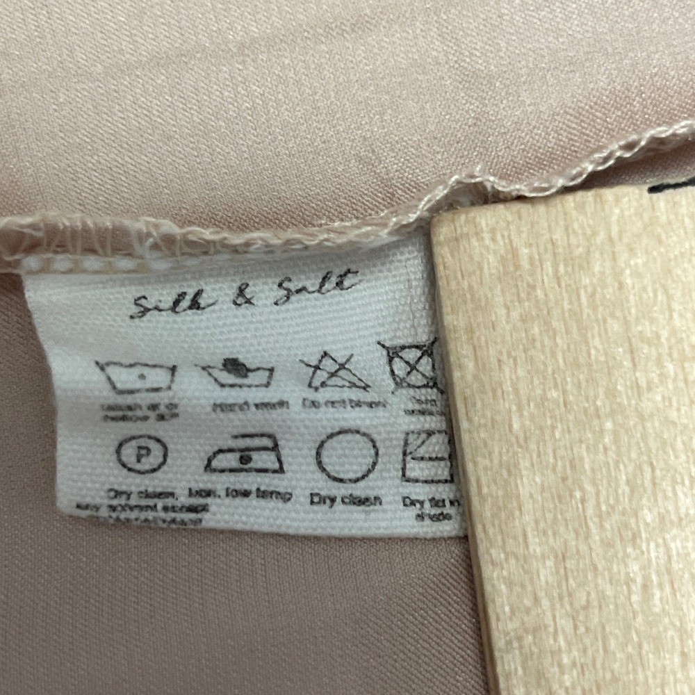 Silk & Salt Go with the Flow Maxi Slip Dress Women OS Beige Satin Trapeze Flowy - Picture 10 of 11